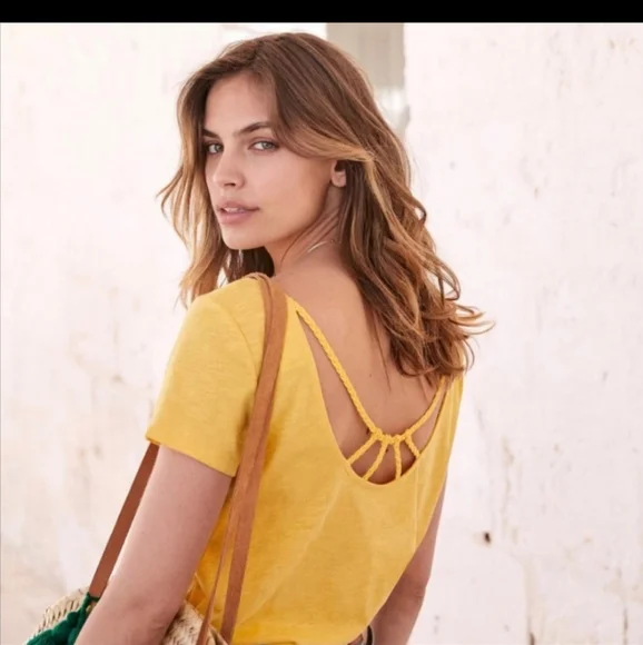 Sezane Yellow Strappy Back T Shirt Top - Picture 1 of 7